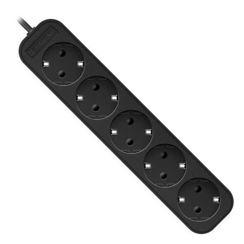 Удлинитель Defender M518, 5 розеток, 1,8 м, Black в Телемакс